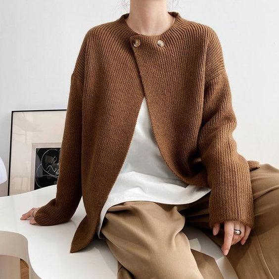 Femmes - Cardigan - Confortable à double bouton et col rond - Idéal pour un style décontracté et élégant