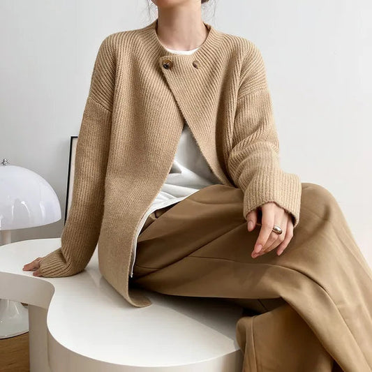 Femmes - Cardigan - Confortable à double bouton et col rond - Idéal pour un style décontracté et élégant
